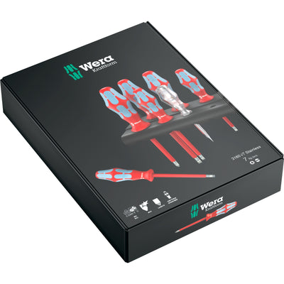 Wera 3160 i 7 schroevendraaierset kraftform plus, roestvrij staal + rek (rood blauw, 7-delig)