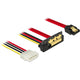 Delock sata 7 pin + molex 4 pin power plug > sata 22 pin haaks adapter (zwart rood)