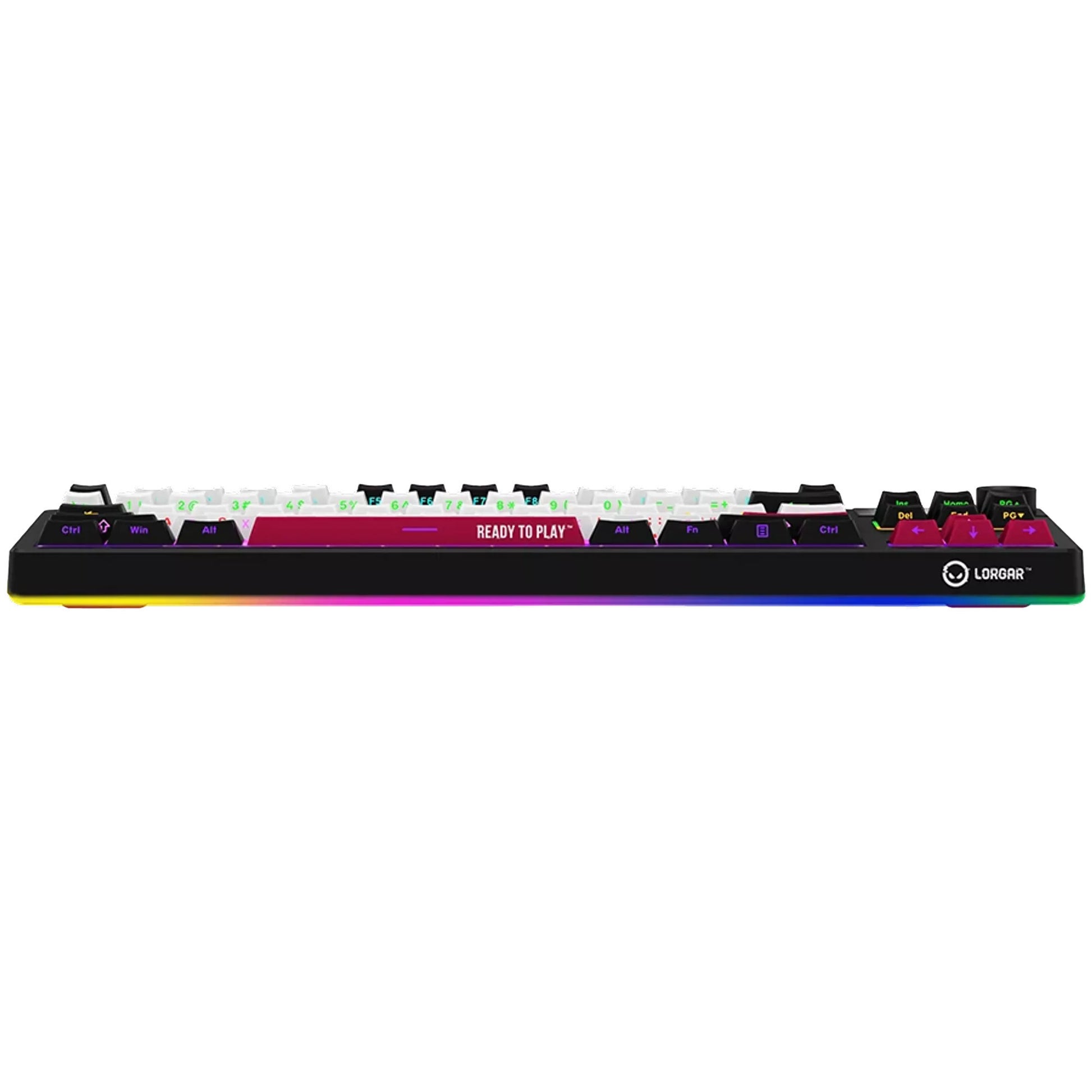 Lorgar kbp70tklw rgb mechanisch gaming toetsenbord (zwart, us lay-out (qwerty), logar toxic purple, 80% (tkl), rgb, hot-swappable, pbt double-shot, bluetooth | 2.4ghz | usb)