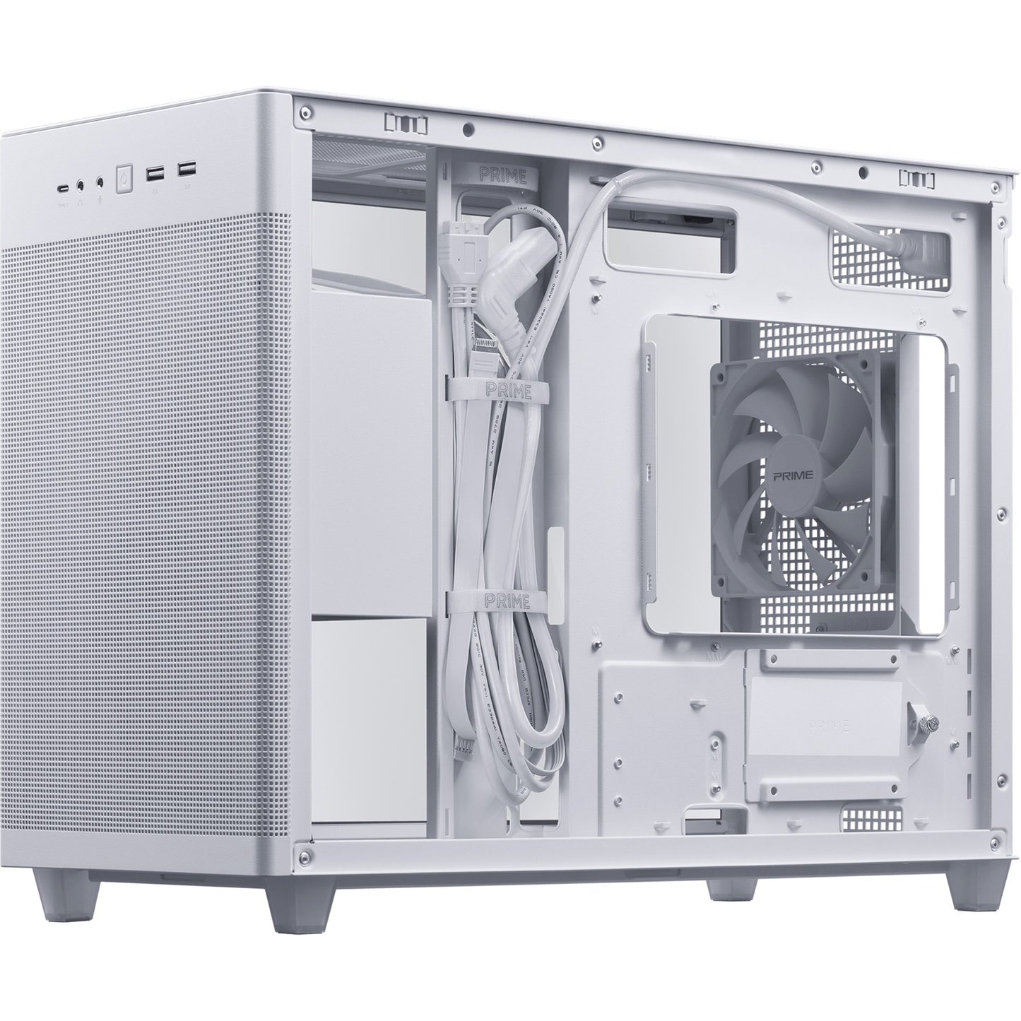 Asus prime ap201 midi tower behuizing (wit | 2x usb-a | 1x usb-c | tempered glass)