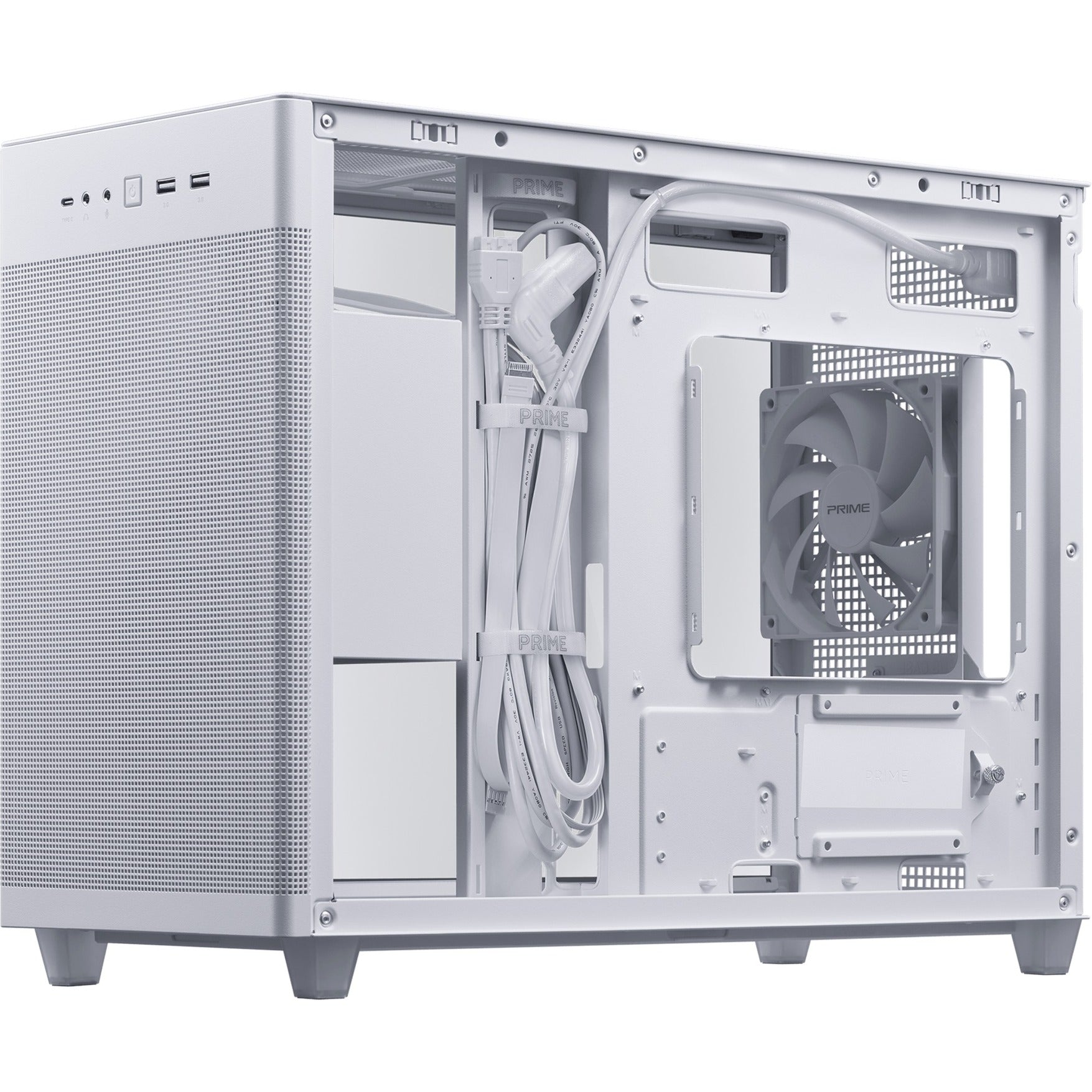 Asus prime ap201 midi tower behuizing (wit | 2x usb-a | 1x usb-c | tempered glass)
