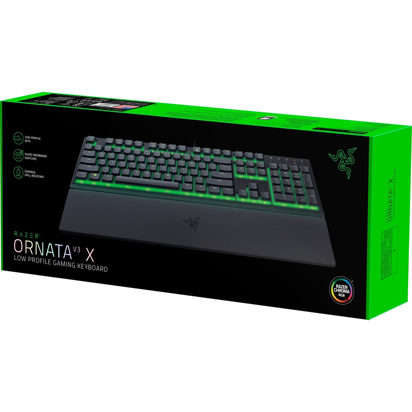 Razer ornata v3 x low profile rgb gaming toetsenbord (zwart, us lay-out (qwerty), membraan, 100%)