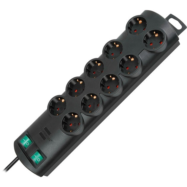 Brennenstuhl primera-line stekkerdoos 10-voudig zwart 2m h05vv-f 3g1,5 de stopcontacten zijn schakelbaar per 5