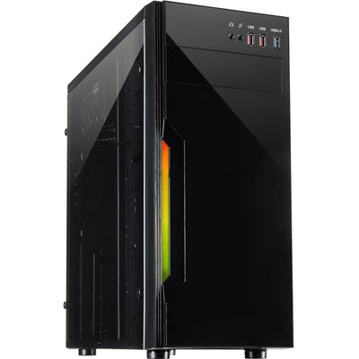 Inter-tech b-42 rgb midi tower behuizing (zwart | 3x usb-a | rgb | window)