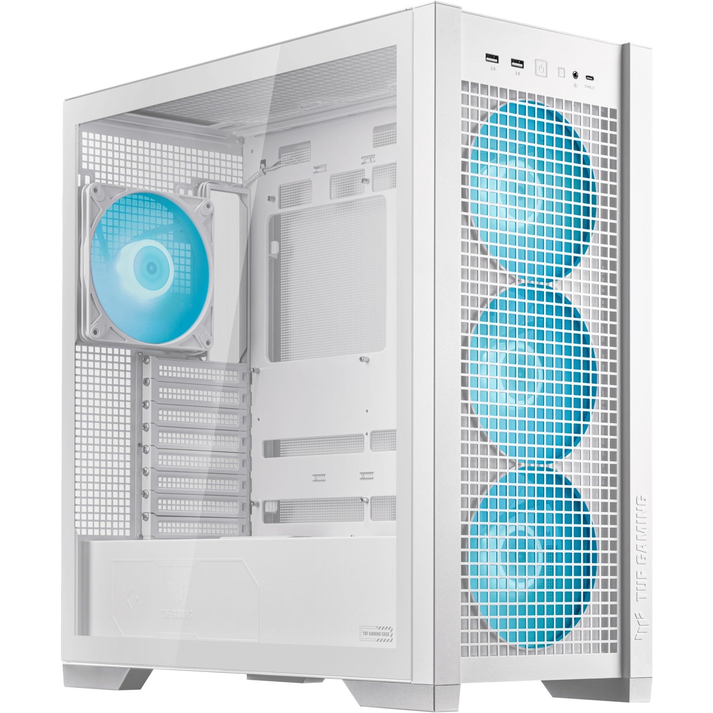 Asus tuf gaming gt302 argb midi tower behuizing (wit | 2x usb-a | 1x usb-c | rgb | tempered glass)