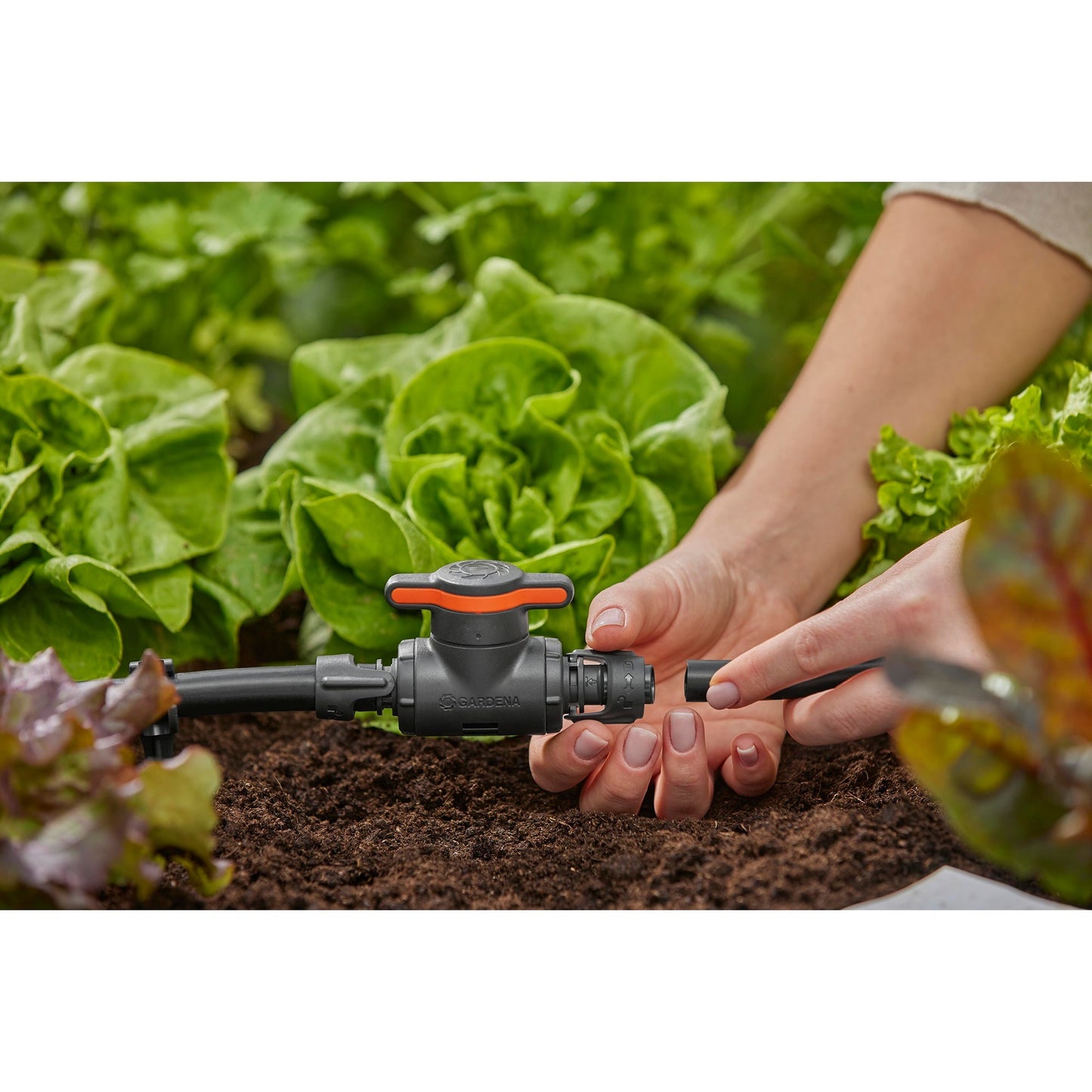 Gardena micro-drip-system afsluit- en reguleerventiel 13 mm (1 2 ) (grijs oranje)