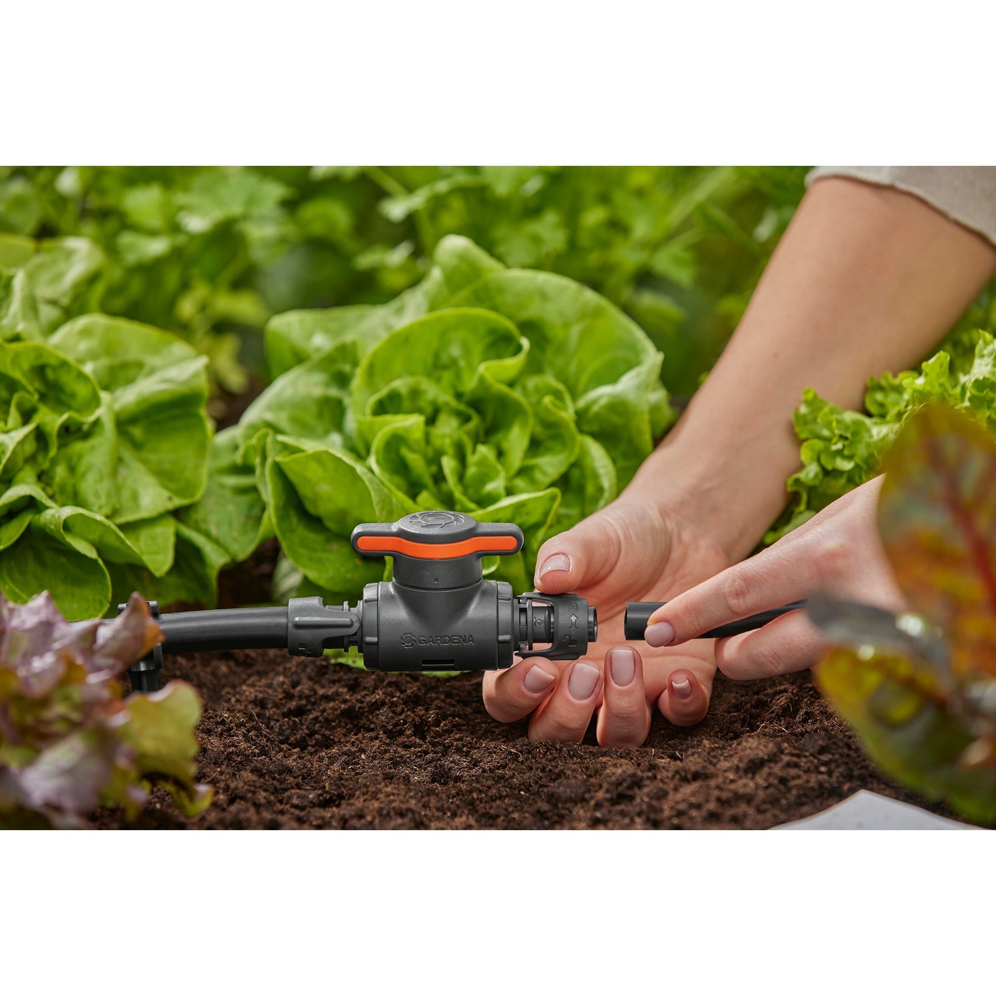 Gardena micro-drip-system afsluit- en reguleerventiel 13 mm (1 2 ) (grijs oranje)