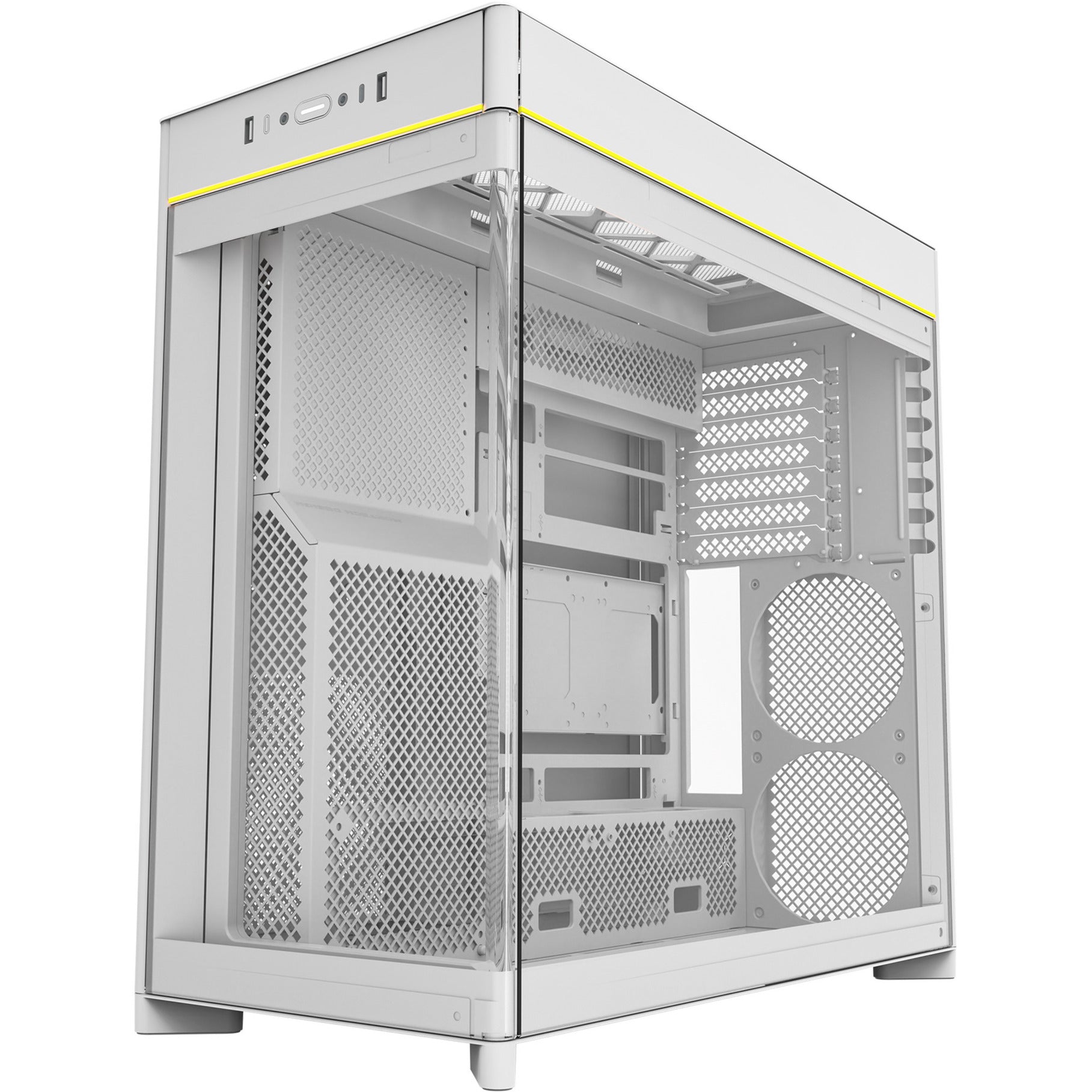 Montech hs02 midi tower behuizing (wit | 2x usb-a | 1x usb-c | rgb | tempered glass)