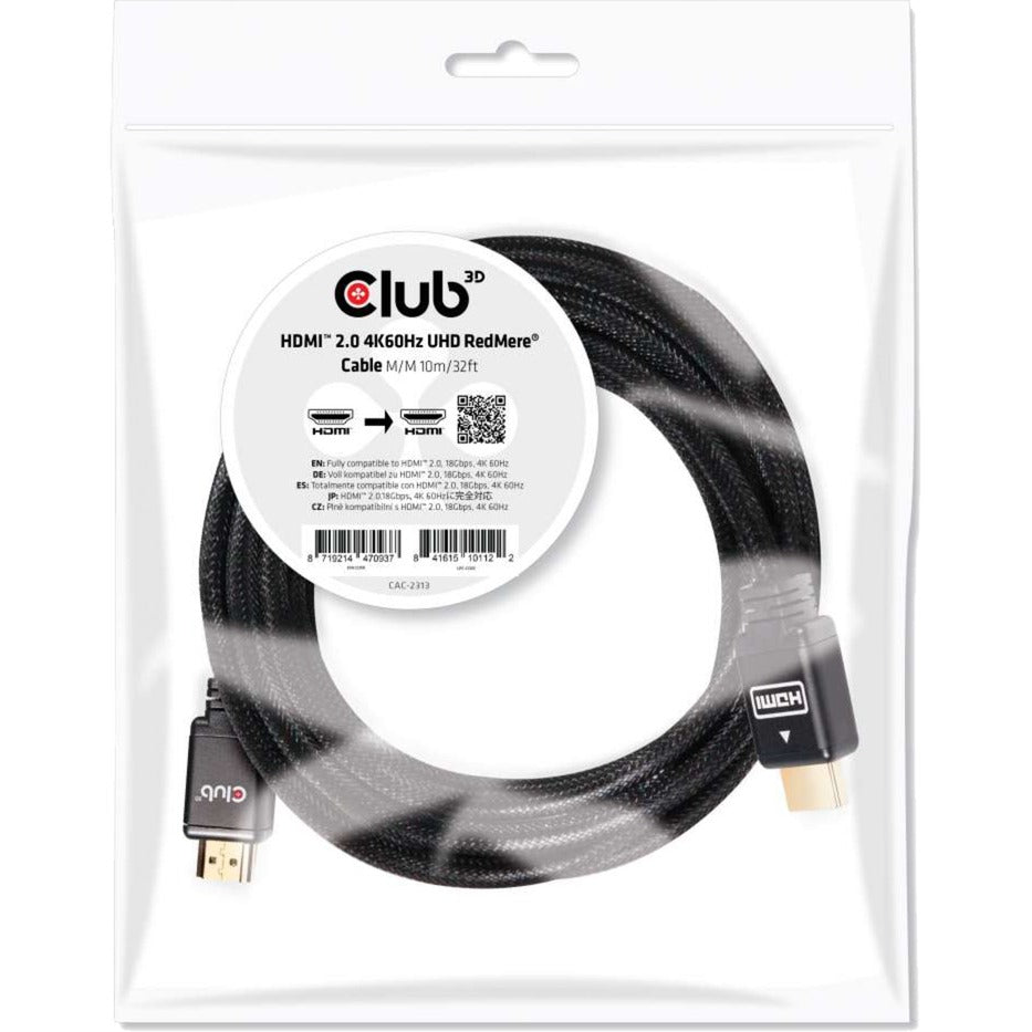 Club 3d hdmi 2.0 redmere kabel (zwart, 10 meter, 4k)