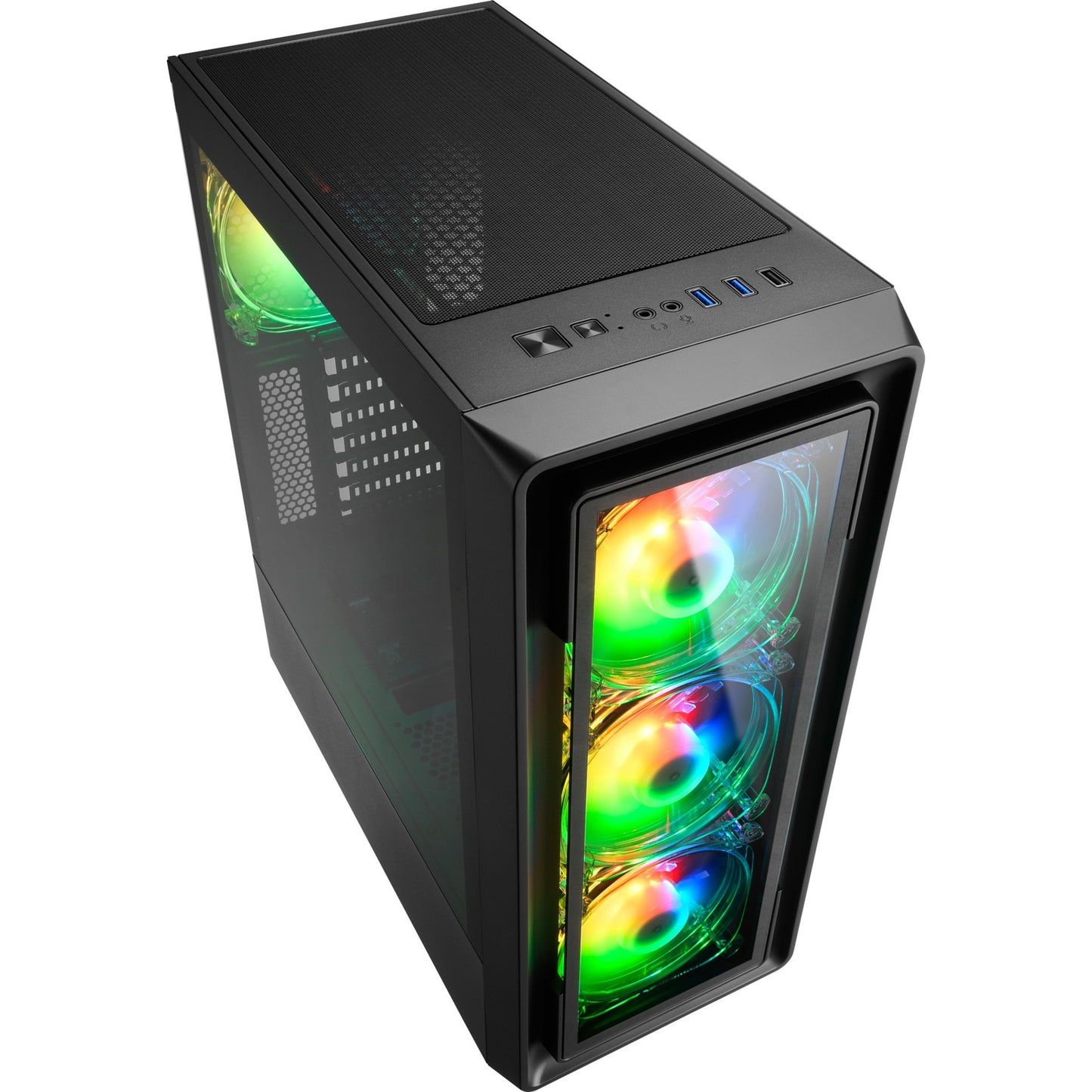 Sharkoon tk4 rgb midi tower behuizing (zwart | 4x usb-a | rgb | tempered glass)