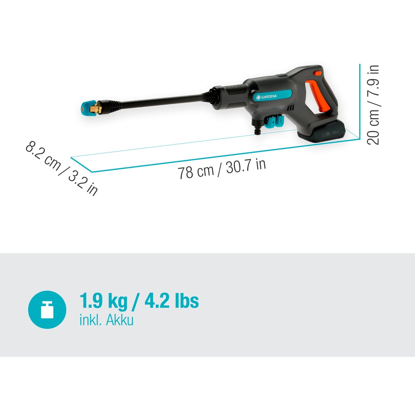 Gardena aquaclean 24 18v p4a - accu hogedrukreiniger - 24 bar - incl. accu en lader