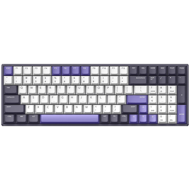 Iqunix f97 lavandin wireless mechanical keyboard (lavendel, us lay-out (qwerty), cherry mx silent red, 96%, rgb leds, hot-swappable, pbt, 2.4ghz | bluetooth 5.1 | usb-c)