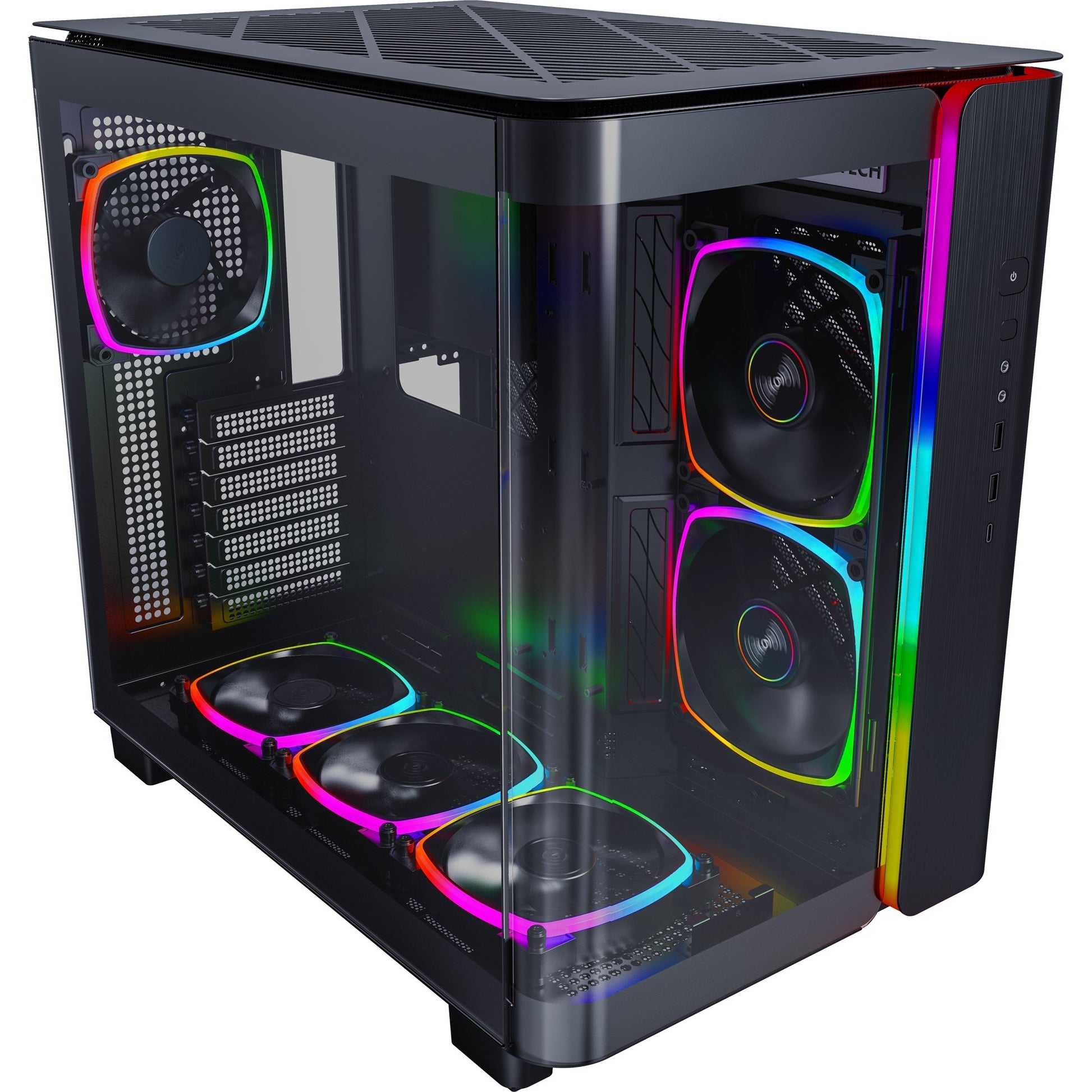 Montech king 95 pro midi tower behuizing (zwart | 2x usb-a | 1x usb-c | rgb | tempered glass)