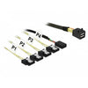 Delock mini sas hd sff-8643 > 4x sata 7-pin adapter (zwart, 1 meter + sideband 1 m metal)