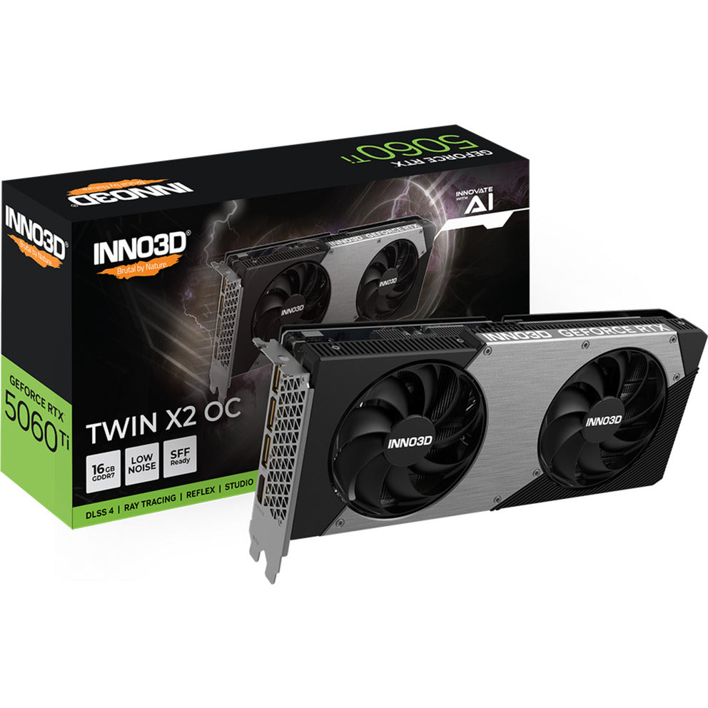 Inno3d geforce rtx 5060 ti twin x2 oc 16gb grafische kaart (3x displayport, 1x hdmi 2.1, dlss 4)