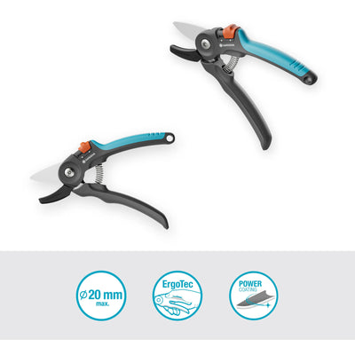 Gardena snoeischaar premiumcut voor droog hout (grijs turquoise, aambeeldsnede, 20 mm snoeidiameter)