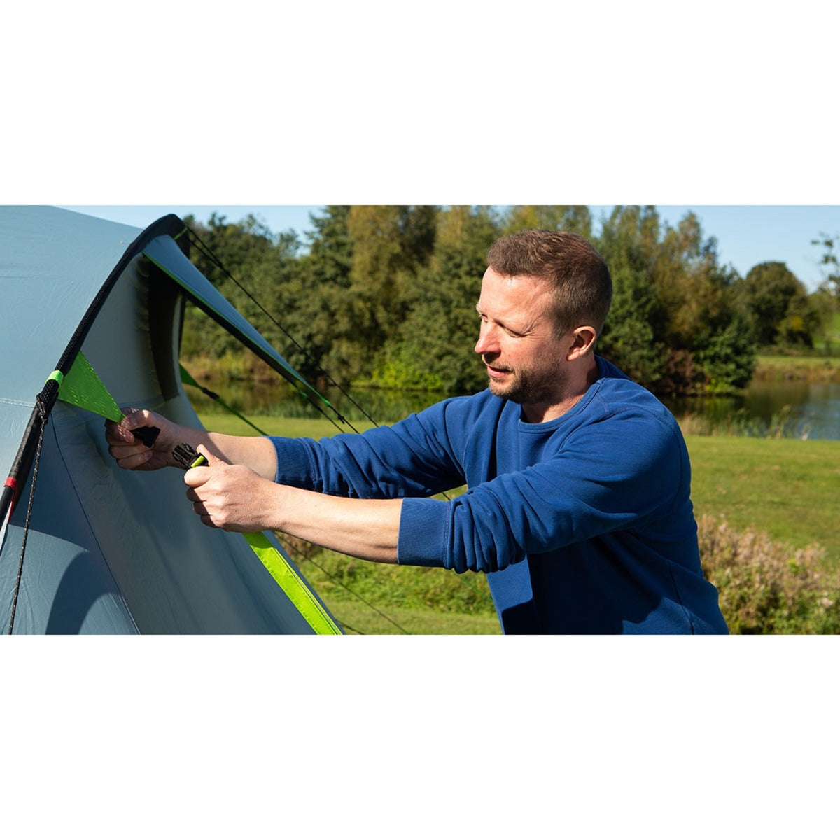Coleman meadowood 4l tent – tent 4 persoons – verduisterende tent - grijs blauw