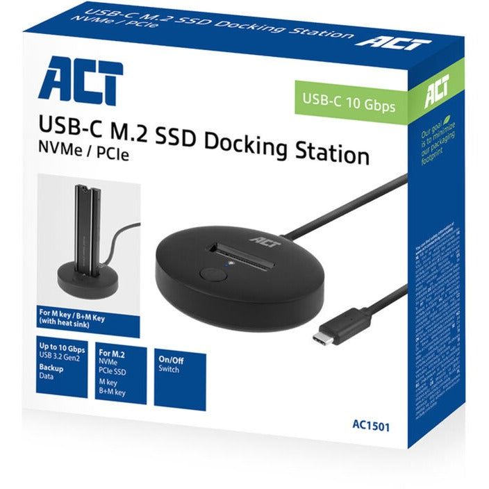 Act connectivity m.2 nvme pcie ssd dockingstation, usb-c 3.2 gen2 (zwart)