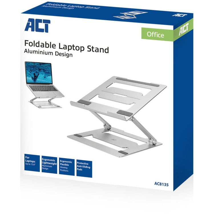 Act connectivity laptopstandaard aluminium (aluminium, opvouwbaar, traploos in hoogte verstelbaar)