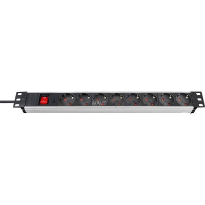 Brennenstuhl premium-line technic alu 19 8x stekkerdoos (aluminium zwart, 1390007018, voor 8 stekkers)