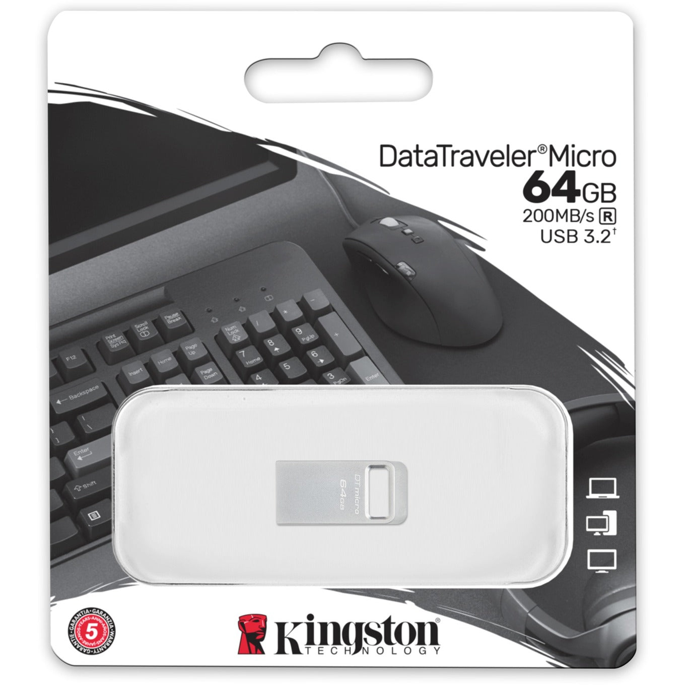 Kingston datatraveler micro 64 gb usb-stick (zilver, dtmc3g2 64gb, usb 3.2 gen 1)