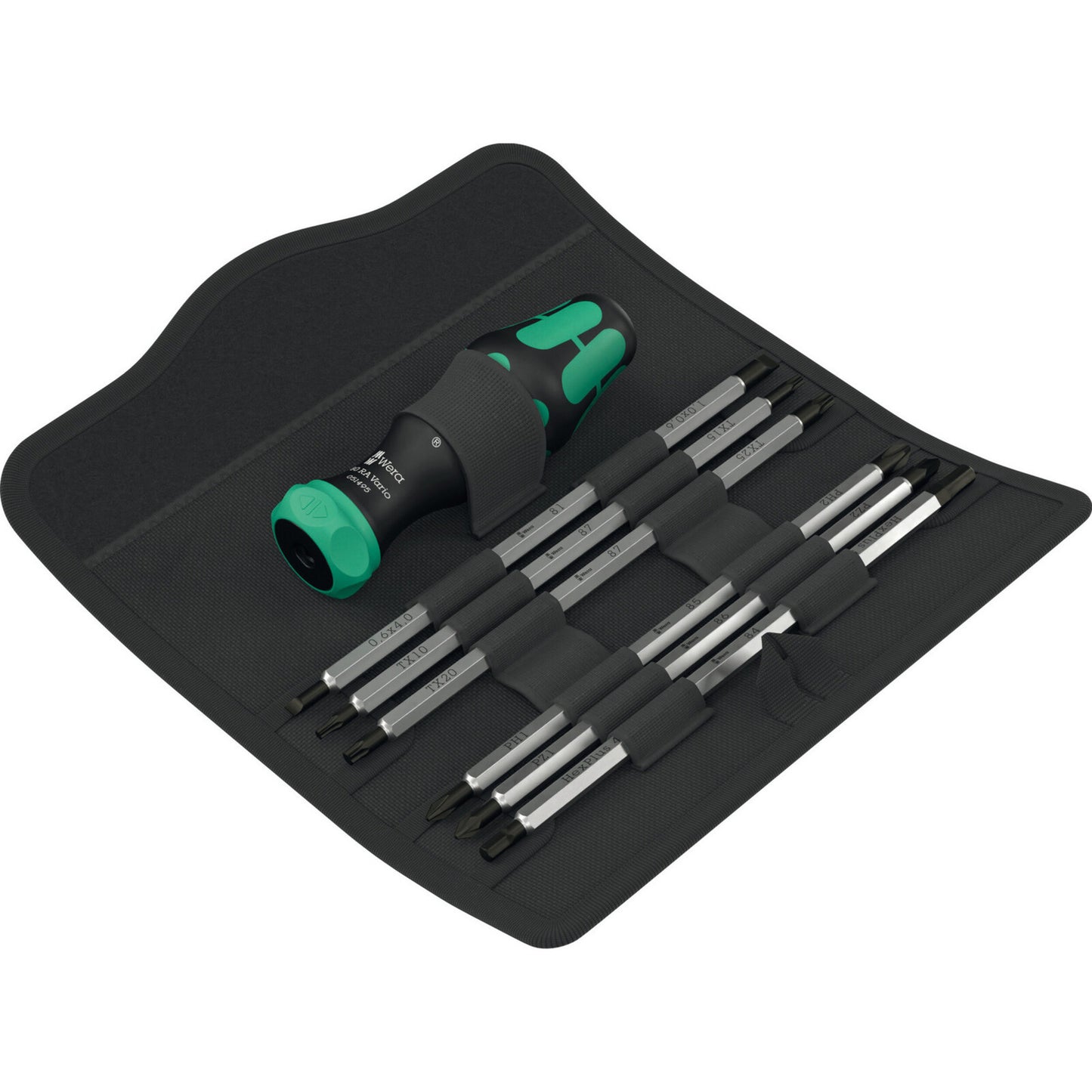 Wera kraftform kompakt vario ra, 7‑delig bitset (zwart groen)