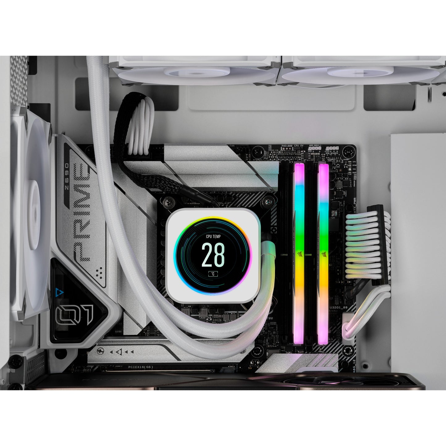 Corsair vengeance rgb 32 gb ddr5-6000 (2x 16 gb) werkgeheugen (wit, cmh32gx5m2d6000z38w, xmp, expo)