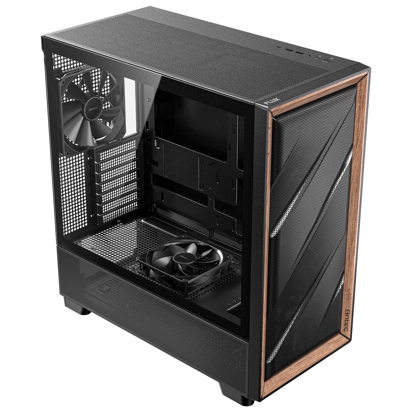Antec flux midi tower behuizing (zwart | 2x usb-a | 1x usb-c | tempered glass)
