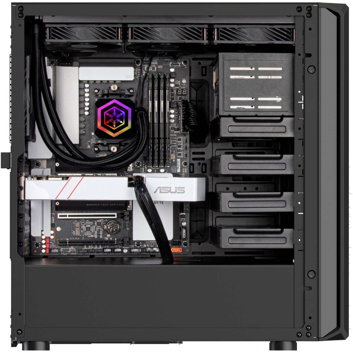 Silverstone sst-sed1-b midi tower behuizing (zwart | 2x usb-a | 1x usb-c)