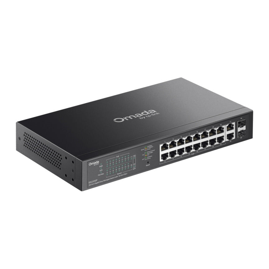Tp-link omada es220gp 20-poort gigabit easy managed switch (zwart, 16x poe+, 2x gigabit sfp)