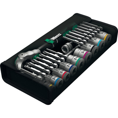 Wera 8100 sb 9 zyklop speed ratelset gereedschapsset (zwart groen, 29-delig, speedratel met draaibare kop)