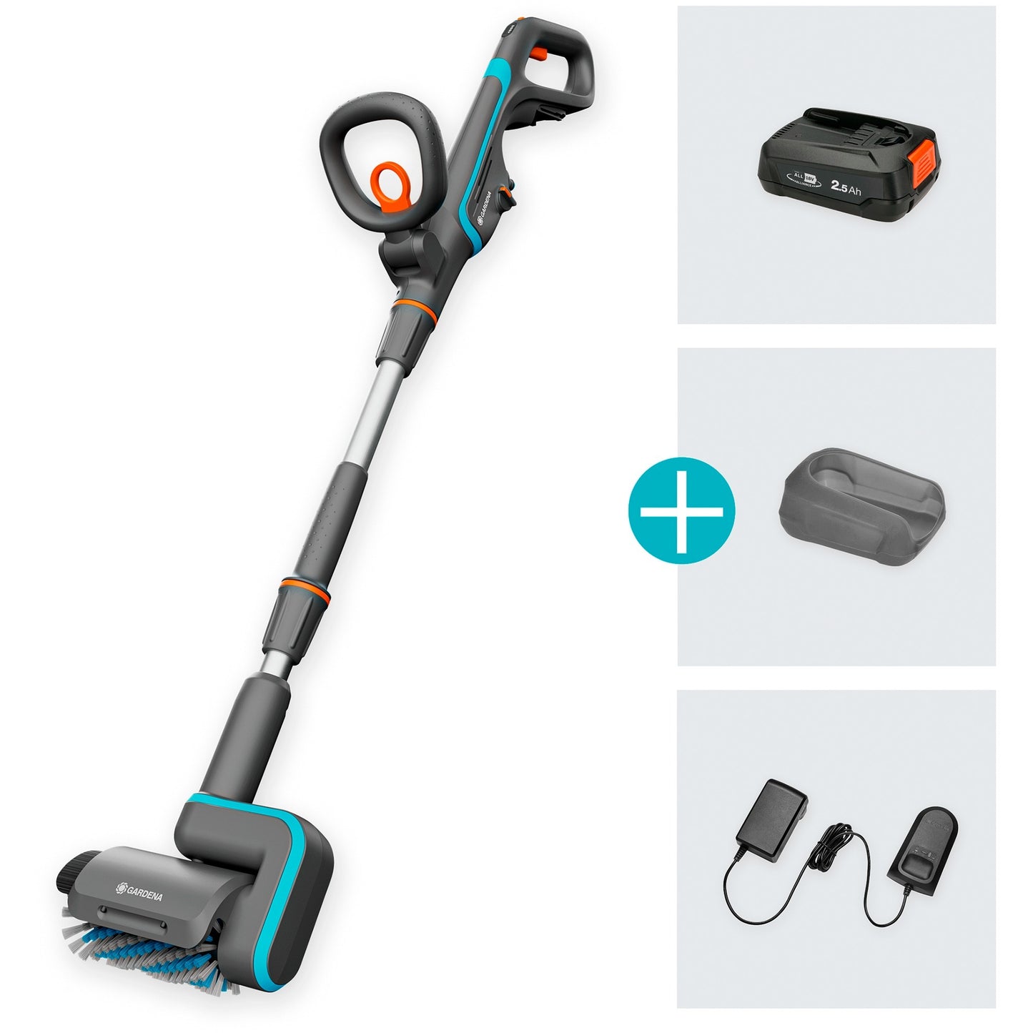 Gardena accu-multireiniger aquabrush patio 18v p4a - gebruiksklare set