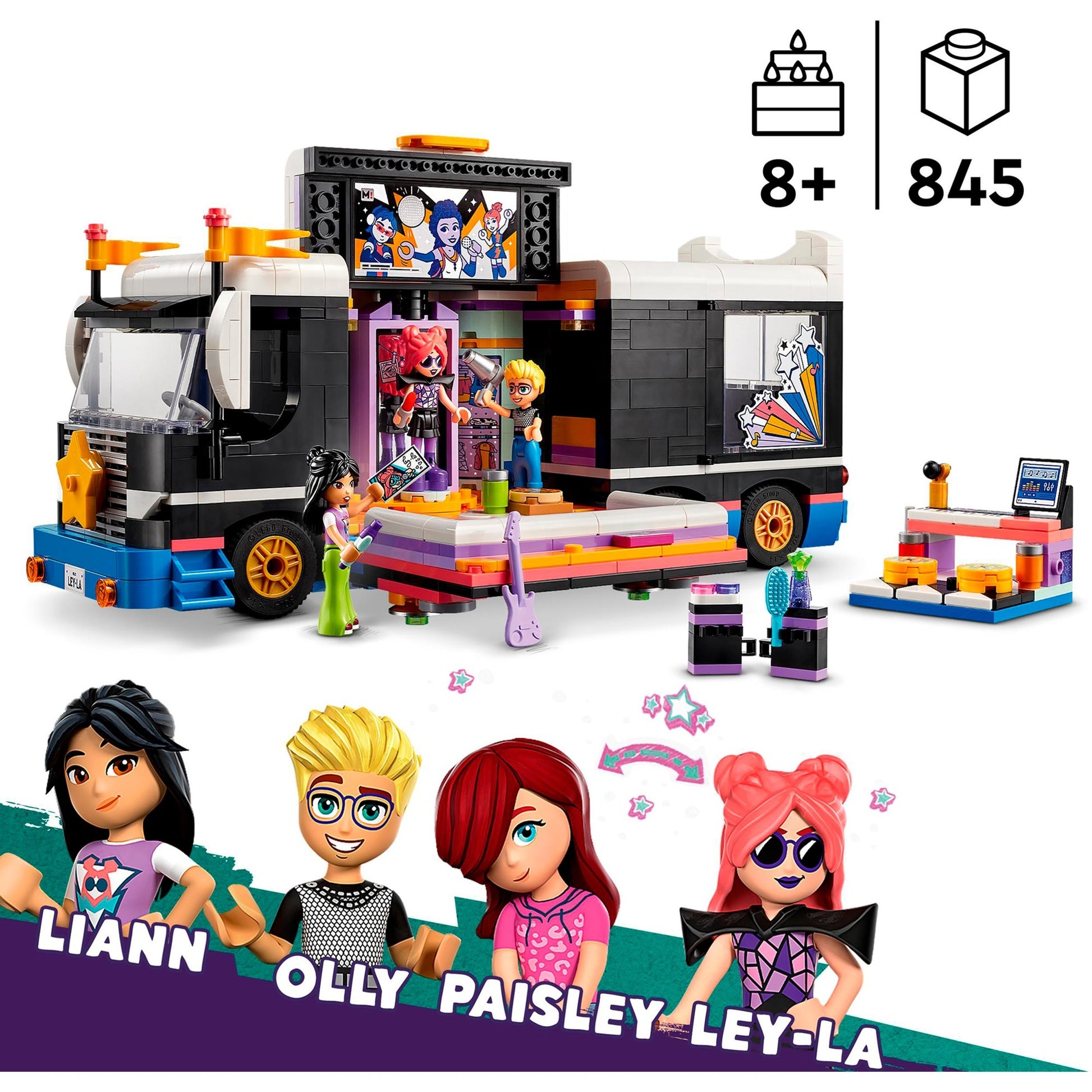 Lego friends - toerbus van popster constructiespeelgoed (42619)
