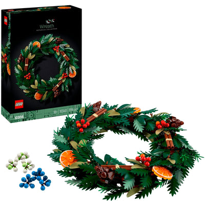 Lego icons herfstkrans bouwpakket voor volwassenen met bloemen - kerstdecoratie - 10340