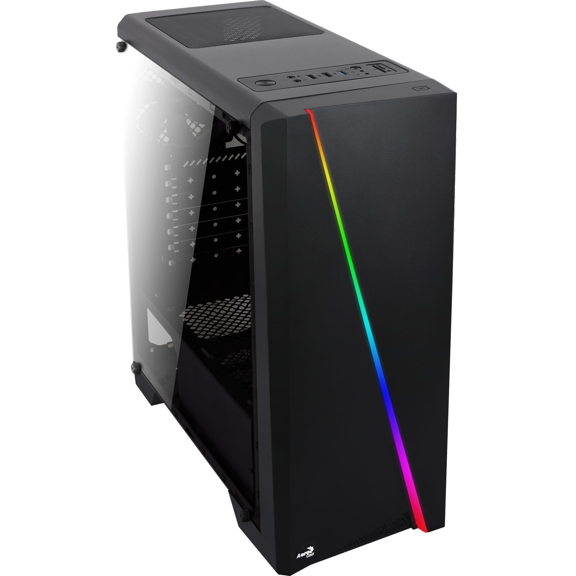 Aerocool cylon midi tower behuizing (zwart | 3x usb-a | rgb | window)