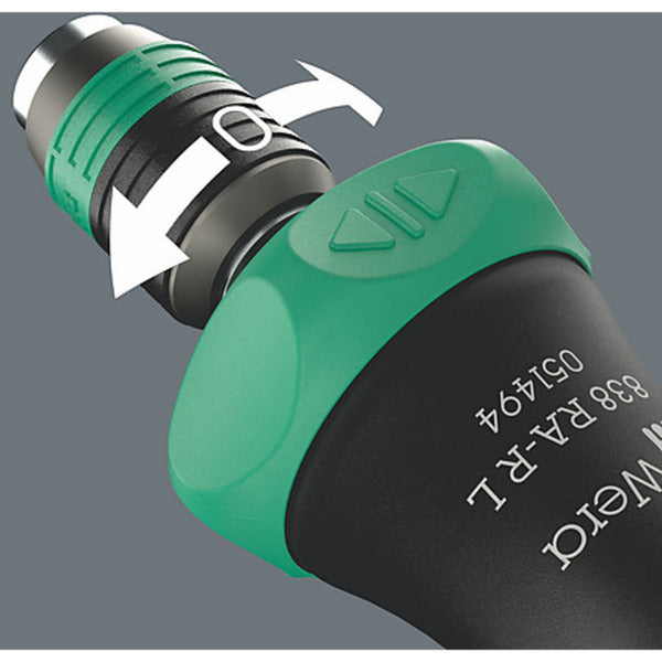 Wera 838 ra-r l bithandhouder met ratelfunctie, 1 4 schroevendraaier (zwart groen)