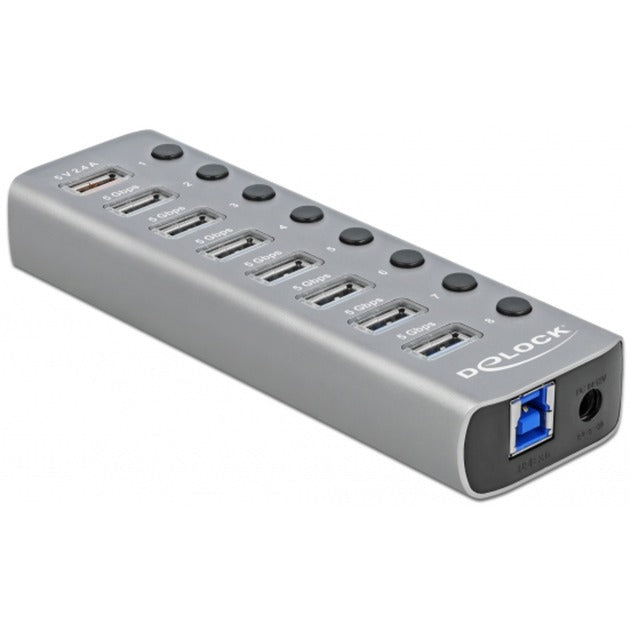 Delock usb 3.2 gen 1 hub met 7 poorten usb-hub (grijs)