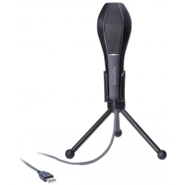 Delock usb condenser microfoon (zwart, met tafel standaard)