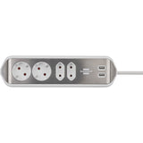 Brennenstuhl ®estilo hoekaansluitdoosstrook met usb laadfunctie 4-weg 2x beschermende contactdozen 2x euro zilver wit - afbeelding 4
