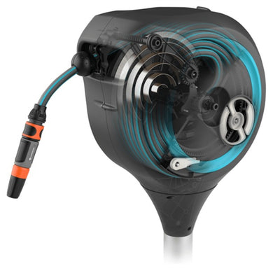 Gardena patio slangbox rollup slanghaspel (grijs turquoise, 20 meter, incl. reinigingsspuit)