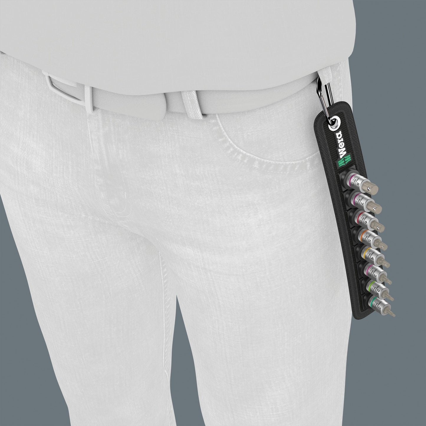 Wera belt b 2 zyklop binnenzeskant bitdoppen set, 3 8 , 8‑delig dopsleutel (zwart zilver, met vasthoudfunctie)