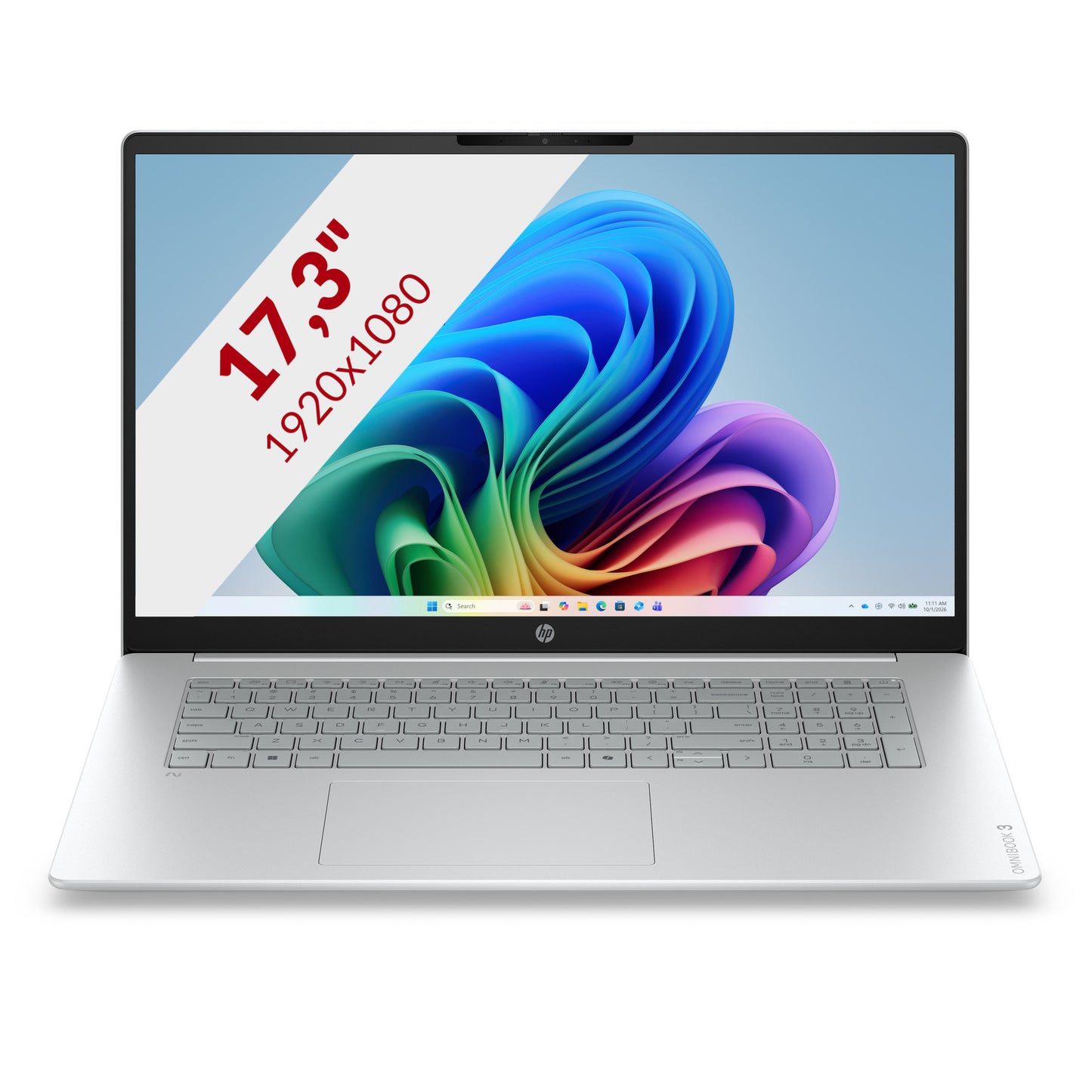 Hp omnibook 3 laptop ai 17-dg0013ndx (e10krea) 17.3 laptop (zilver | core 3 304 | intel graphics | 8 gb | 512 gb ssd)