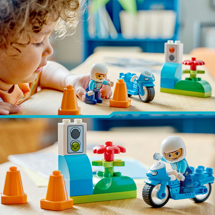 Lego duplo town - blauwe politiemotor educatief montessori speelgoed voor kinderen - 10471