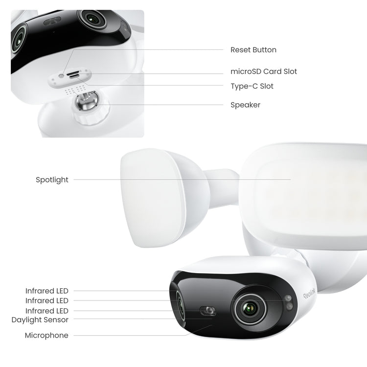 Reolink f751w elite floodlight wifi beveiligingscamera (wit, uhd 4k, wifi)