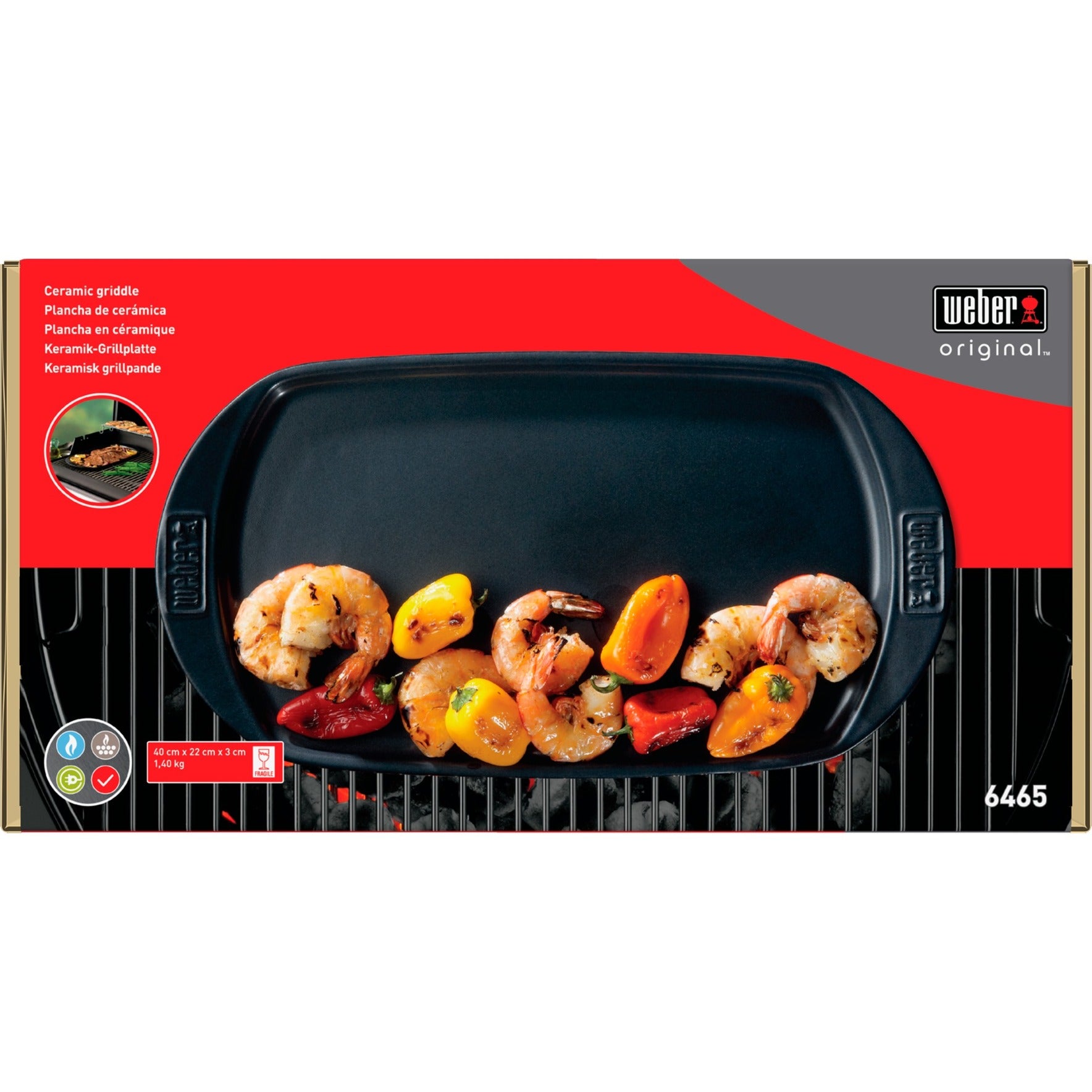 Weber bakplaat grillplaat (zwart, 40 x 22 cm)