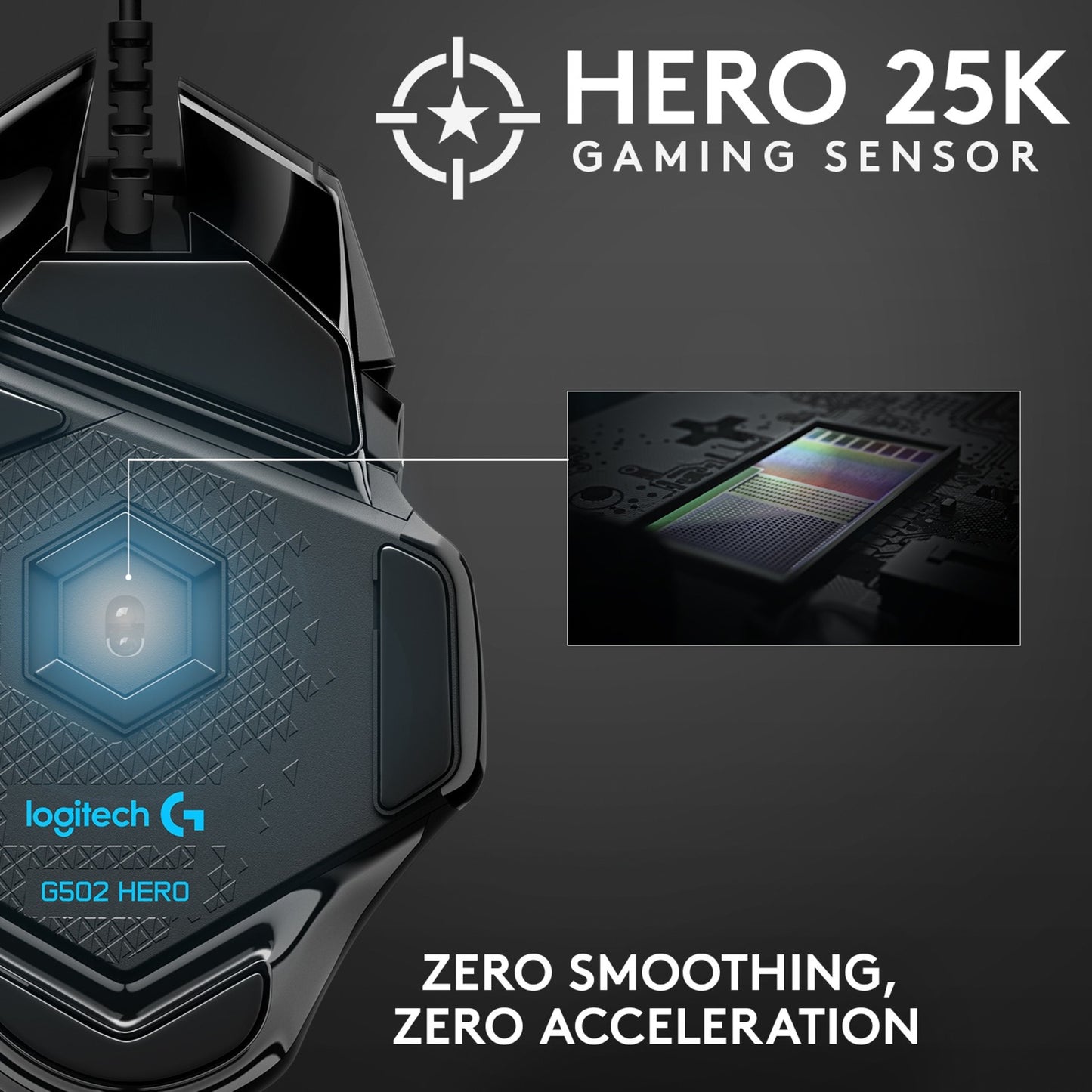 Logitech g502 hero high performance gaming mouse (zwart, 100 - 25.600 dpi, rgb leds)