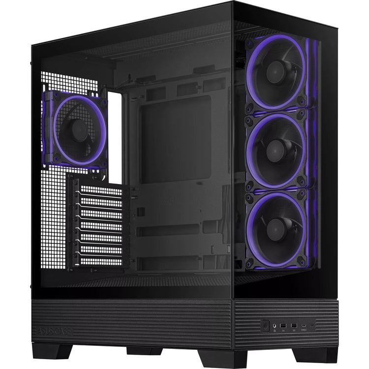 Asus a31 plus midi tower behuizing (zwart | 2x usb-a | 2x usb-c | tempered glass)