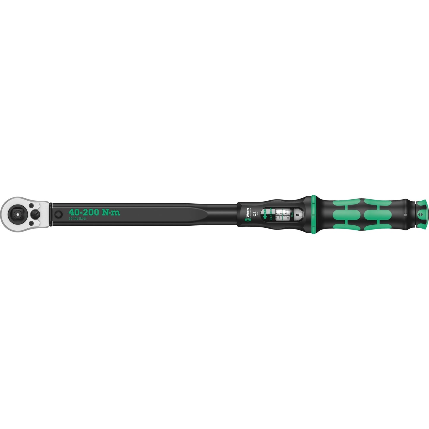 Wera click-torque c 3 push r l instelbare draaimomentsleutel (zwart groen, 40-200 nm)