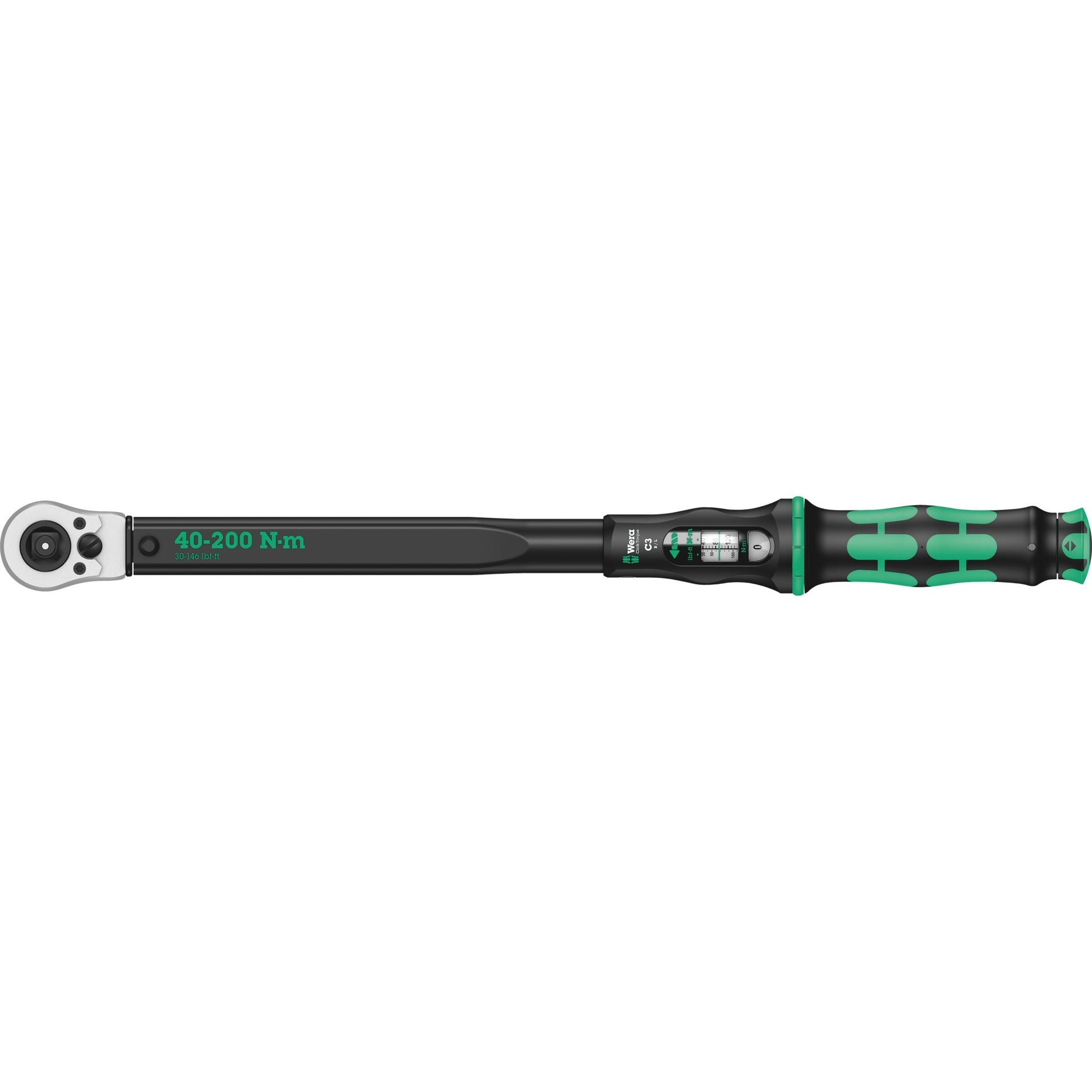Wera click-torque c 3 push r l instelbare draaimomentsleutel (zwart groen, 40-200 nm)