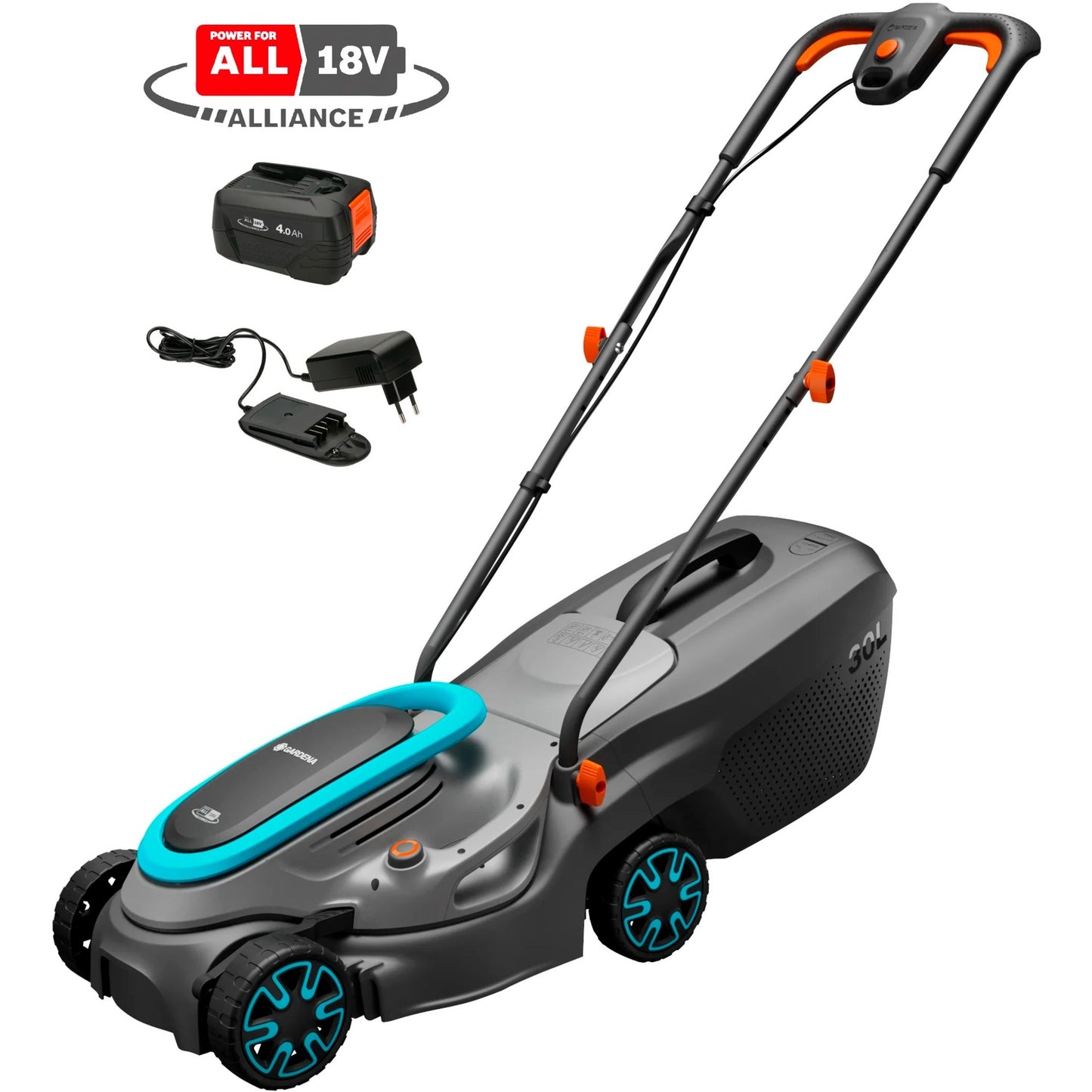 Gardena powermax 32 18v p4a read grasmaaier accu incl. oplader 18 v snijbreedte max. 320 mm